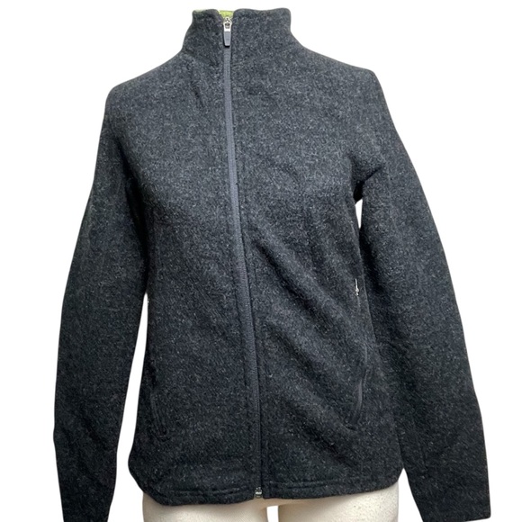 Ibex 100% Merino Wool Jacket Sweater Charcoal Gray Full Zip Fitted USA Made Med - Picture 3 of 16